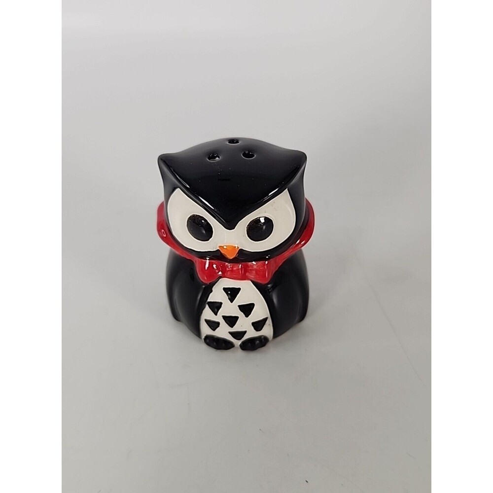 Owl Salt And Pepper Shakers Halloween Black & White Skeleton Vampire Table Decor - Picture 8 of 13